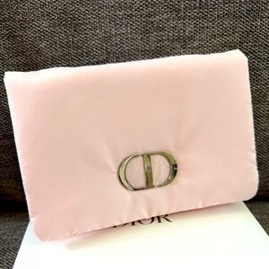 Dior Beauty Pink Puffy Logo Clutch Make Up Bag Pouch Authentic New